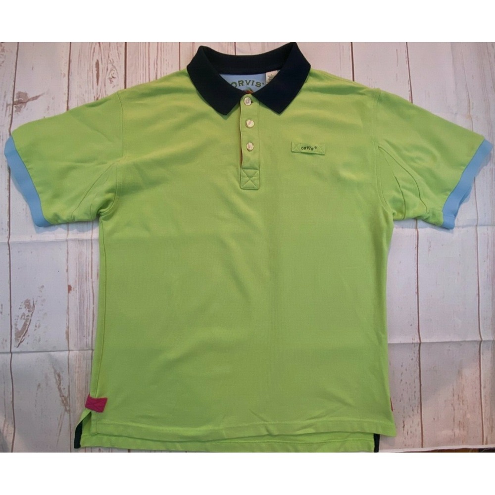 Orvis Polo Shirt Adult Large Lime Outdoors Fishing Cotton Mens